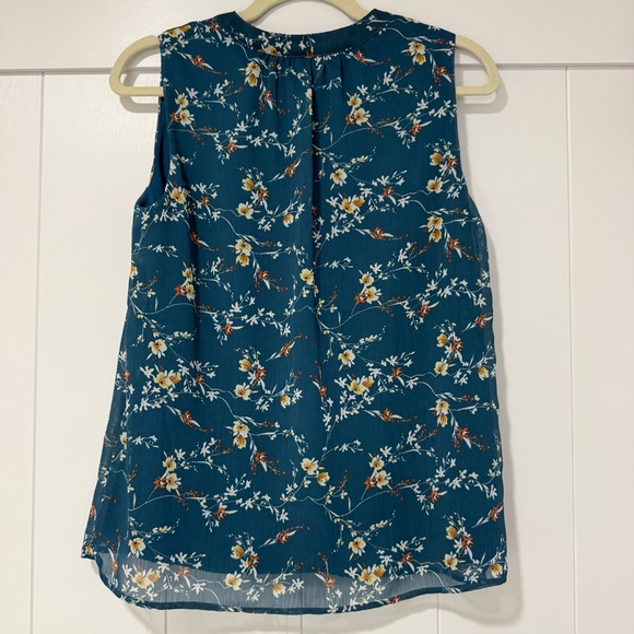 ✨ Papermoon Teal Floral Sleeveless Blouse Lightweight Size S ✨ - Picture 2 of 5